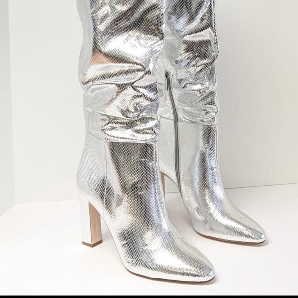 Jessica Simpson Minerva Silver/Snake Knee High Boots, new 9.5